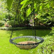 Bird Feeder Tray, Small Golden border flower Bird Feeder,Outdoor Garden Hanging Bird-Feeder Hanging Wild Bird Feeder Tray For Outdoor, Garden - Blue - View 9