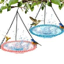 Bird Feeder Tray, Small Golden border flower Bird Feeder,Outdoor Garden Hanging Bird-Feeder Hanging Wild Bird Feeder Tray For Outdoor, Garden - Blue - View 1