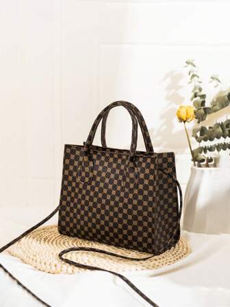 1 pieza Bolsa mini de mujer en PU marrón, Bolsa de hombro multifuncional con cierre de cremallera para uso diario