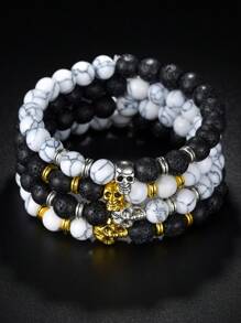 1 pieza Pulsera de cuentas con calavera punk, pulsera personalizada para hombre de playa