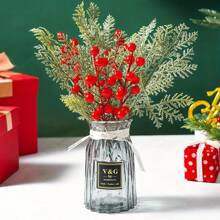 Bring a Touch of the Outdoors to Your Home with 20PCS of Artificial Pine Leaves and Red Berries - Red - View 2