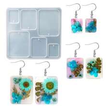 1pc DIY Geometric Earrings & Necklace Crystal Glue Mold Mirror Silicone Mold For Women's Epoxy Resin Jewelry Making