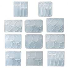1pc DIY Geometric Earrings & Necklace Crystal Glue Mold Mirror Silicone Mold For Women's Epoxy Resin Jewelry Making
