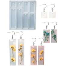1pc DIY Geometric Earrings & Necklace Crystal Glue Mold Mirror Silicone Mold For Women's Epoxy Resin Jewelry Making