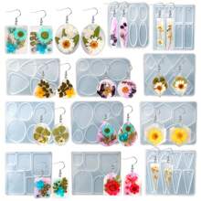 1pc DIY Geometric Earrings & Necklace Crystal Glue Mold Mirror Silicone Mold For Women's Epoxy Resin Jewelry Making