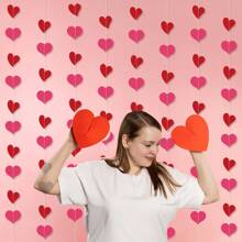 12 件 2025 新款套装粉色心形缝纫挂条，情人节主题派对装饰