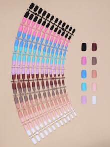 10 Sets Of Frosted Matte Short Square False Nail With 240pcs Nail Tips, 4pcs Jelly Gel And 3pcs Nail Files - Multicolor - View 5