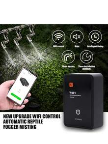 1 Pieza Humidificador De Reptiles Mist Maker Para Acuario Con Control Remoto Wifi, Funcionamiento Automático Y Temporizador, Sistema De Generación De Niebla De Contenedor De Vidrio De Bajo Ruido Con Boquillas Ajustables De 360°, Nebulización De Suite Con Su Sistema De Temporizador De Pulverización Para Caja De Tortuga Y Sistema Inteligente De Humidificación Por Pulverización - Negro - Ver 2