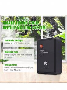 1 Pieza Humidificador De Reptiles Mist Maker Para Acuario Con Control Remoto Wifi, Funcionamiento Automático Y Temporizador, Sistema De Generación De Niebla De Contenedor De Vidrio De Bajo Ruido Con Boquillas Ajustables De 360°, Nebulización De Suite Con Su Sistema De Temporizador De Pulverización Para Caja De Tortuga Y Sistema Inteligente De Humidificación Por Pulverización - Negro - Ver 4