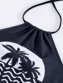 Đồ bơi rời cổ yếm in họa tiết màu trơn dành cho nữ - màu đen - Xem 3