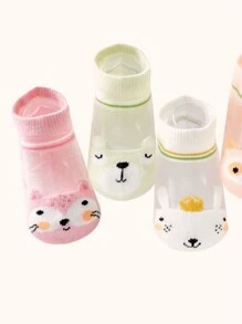 5 双儿童可爱卡通设计透气柔软舒适时尚短袜 - 彩色 - 查看 4