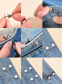 2入組銀色扣環快扣，縫上按扣式紐扣，扣環快扣