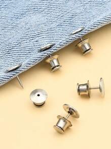 2入組銀色扣環快扣，縫上按扣式紐扣，扣環快扣