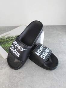 2023年新款時尚柔軟橡膠底開放式拖鞋,防滑,耐磨且防菌,適用於室內女拖鞋、浴室夏季拖鞋 - 黑色 - 查看 1