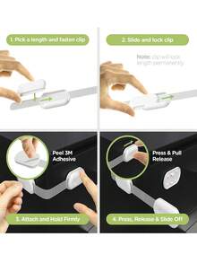 2pcs Multi-functional Adjustable Safety Lock For Drawer, Cabinet, Toilet, Refrigerator Protection Against Pinch Injury - White - View 4