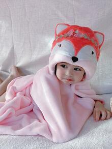 中性灰色狐狸造型春秋季可愛嬰兒包被 - 粉色 - 查看 5