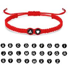 欧美跨境新款手链 手工编织26字母手链 精致爱心情侣手链 母亲节手链 送给妈妈朋友情侣的完美礼物 情人节,妈妈,母亲,母亲节,礼物 - 紅色 - 查看 2