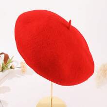 1頂女性羊毛貝雷帽,秋冬季節 - 卡其色 - 查看 5