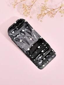 50入組時尚雷射心型密封pe袋,可重複使用,防塵珠寶包裝袋,適用於派對 - 黑色 - 查看 4