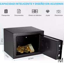 Caja Fuerte De Seguridad Dinero Digital Con Llave 17*17*23cm - Negro - Ver 2