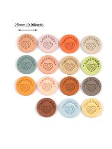 20pcs 25mm Round Alphabet Embossed Labels For Sewing, Garment, Craft, Diy, Handbag Making, Multicolor Mini Tags Material - Multicolor - View 2