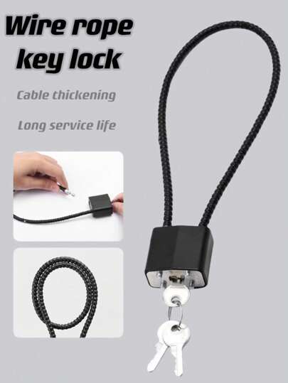 Candado Antirrobo Con Cable De Acero Blando De 1 Pieza Con Varios Tamaños Para Gabinetes, Cascos, Cestas, Llaves, Adecuado Para Uso En Interiores Y Exteriores, Impermeable, Inoxidable Y Resistente A Cortes