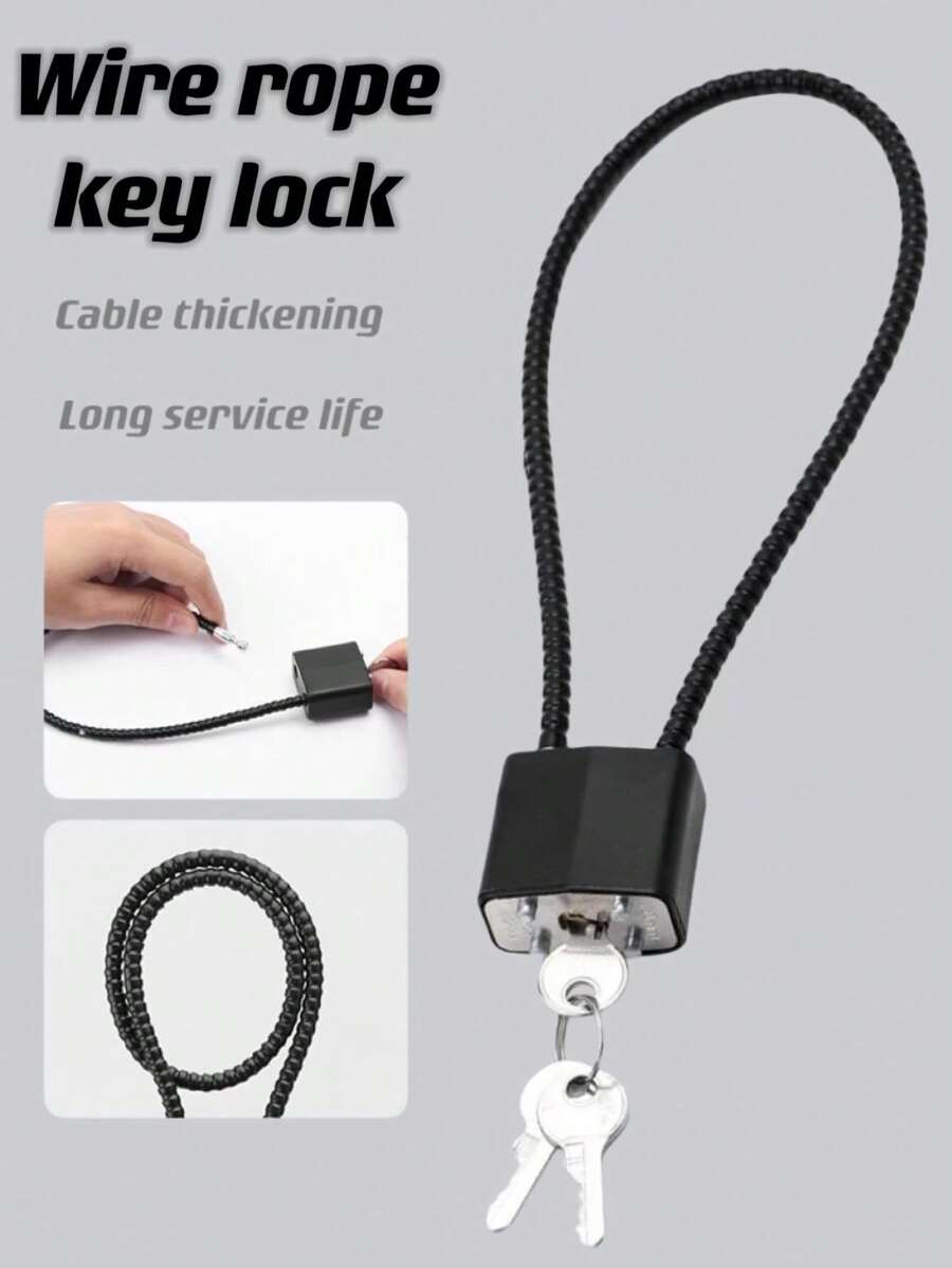 1pc Soft Steel Cable Anti-theft Padlock With Multiple Sizes For Cabinets, Helmets, Baskets, Keys, Suitable For Indoor And Outdoor Uses, Waterproof, Rustproof And Cut-resistant