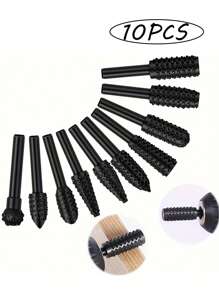 10入組木雕銼刀鑽頭,1/4" 6mm 旋轉銼刀鑽頭套裝,碳鋼旋轉銼刀鑽頭適用於旋轉工具,diy 木工旋轉鑲嵌鑿形刀柄工具鑚頭研磨雕刻拋光電動工具 - 黑色 - 查看 7