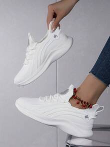 女士时尚新款轻便舒适减震软底休闲运动鞋 - 白色 - 查看 3