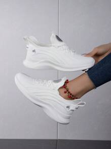 女士时尚新款轻便舒适减震软底休闲运动鞋 - 白色 - 查看 1