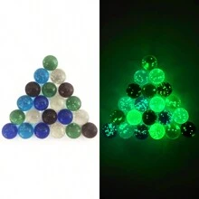 1 件 30 件/包 16 毫米夜光玻璃珠,夜光大理石,派對和節日驚喜禮物 - 彩色 - 查看 1
