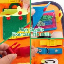 繁忙板玩具,感官遊戲,教育旅行玩具,學習精細動作技能的學前活動,嬰兒板年齡教育玩具,萬聖節,聖誕節禮物 - 藍色 - 查看 8