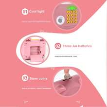 Bancos de Dinero con Bloqueo de Código de Huella Digital Electrónica para, Mini Cajero Automático con Desplazamiento Automático, Hucha, Máquina de Contar Historias con un Clic Y Luz Musical