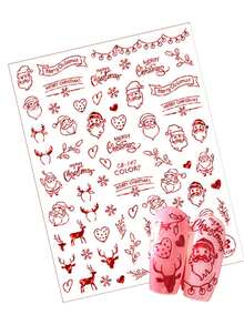 Cb 雷射金色聖誕 3d 美甲貼紙滑塊貼花 - 彩色 - 查看 4