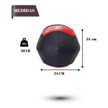 Balon Medicinal 20lb Crossfit Ejercicio Gym Bola Con Peso - Rojo - Ver 5