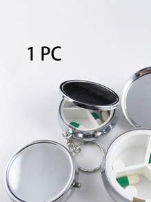 1 Pc Pill Case Pill Box Keychain 3 Compartment Circular Shaped Mini Drug Storage Boxes Portable Pill Case Medicine Tablet Holder For Fish Oil Supplements Pill Container Travel Gift Key Chain Charms Keyrings