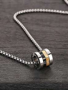 1pc Men's Simple Stainless Steel Clavicle Chain Necklace, Festive Exquisite Gift - Ring - View 4