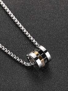 1pc Men's Simple Stainless Steel Clavicle Chain Necklace, Festive Exquisite Gift - Ring - View 2