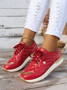 休閒女鞋,適用於春夏秋冬四季。下柔、舒適、輕便、透氣運動鞋 - 紅色 - 查看 1
