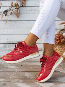 休閒女鞋,適用於春夏秋冬四季。下柔、舒適、輕便、透氣運動鞋 - 紅色 - 查看 2