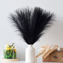 30 件蒲苇蓬松茎，黑色、白色、灰色 - 17 英寸人造蒲苇装饰小蒲苇蓬松球花艺布置和花瓶填充物波西米亚风格家居婚礼母亲节装饰（混合颜色） - 黑白灰色 - 查看 7