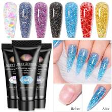 5PCS/Set Nail Extension Gel Set Glitter Soaking Gel For Quick Extension Stencil Nail Extension Manicure Beginner Manicure Tool - Black - View 4