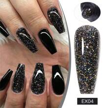 5PCS/Set Nail Extension Gel Set Glitter Soaking Gel For Quick Extension Stencil Nail Extension Manicure Beginner Manicure Tool - Black - View 3