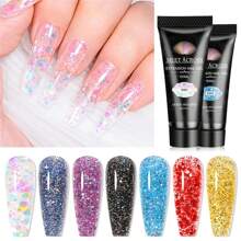 5PCS/Set Nail Extension Gel Set Glitter Soaking Gel For Quick Extension Stencil Nail Extension Manicure Beginner Manicure Tool - Black - View 5