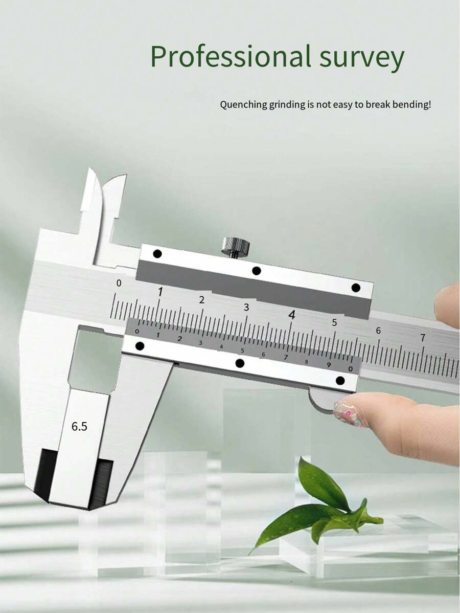 1pc Oil Scale Ruler, Commercial And Universal Vernier Caliper, Carbon Steel Vernier Caliper, Integrated Industrial Grade High Precision Stainless Steel - White - View 1