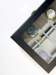 Black Matte Finish & Grey Interior Watch Box - Black Matte Paint - View 5