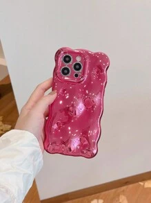Apple Wave Bubble Electroplated Rose Red Phone Case Compatible With IPhone Waterproof Shockproof Anti-Fall Scratch Resistant