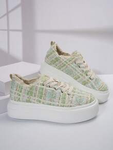 女士休閒厚底運動鞋 - 綠色 - 查看 4