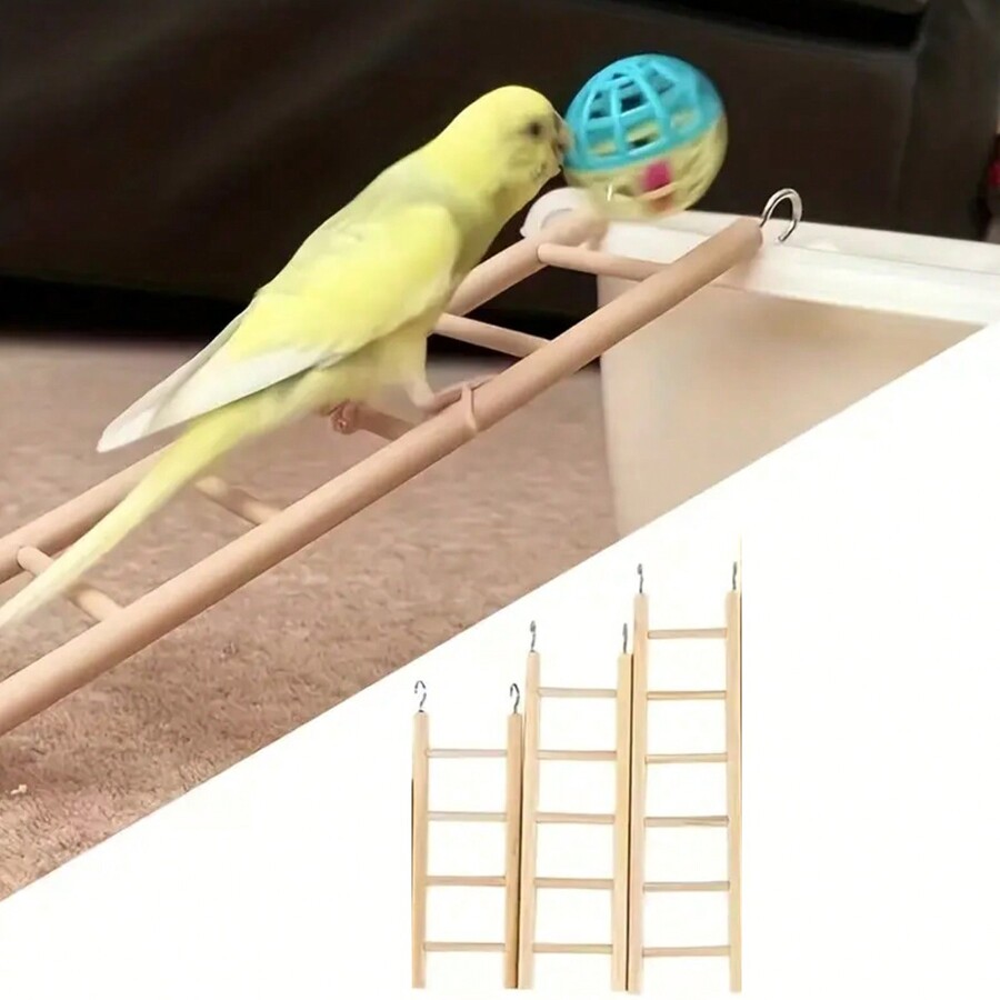 1pc Wooden Climbing Ladder Toy for Parrots and Hamsters Fun and Safe Pet Play Accessory