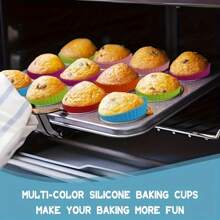 35 Piezas De Revestimientos De Silicona Para Magdalenas Con Pinchos De Frutas, Copas De Horneado Reutilizables Antiadherentes, Moldes Para Magdalenas Para Fornar Pan, Magdalenas, Gelatina, Helados - Multicolor - Ver 5